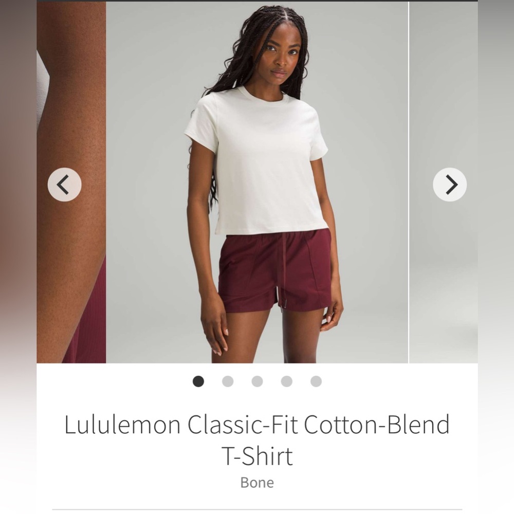 Lululemon Classic Fit Cotton T-Shirt, Bone, size 10